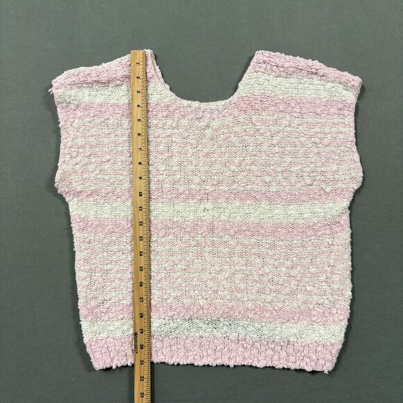Junior Connection by Mervyn’s Pink Striped Bouclé Knit Top Size Large - Picture 9 of 10